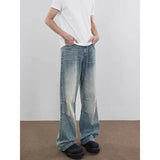 Riolio Blue Men Jeans High Waist Vintage 2000s Straight Baggy Denim Pants Streetwear Y2K American Style Fashion Wide Leg Denim Trouser