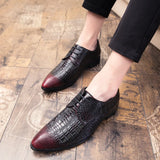 Riolio Men's Crocodile Dress Leather Shoes Lace-Up Wedding Party Shoes Mens Business Office Oxfords Flats Plus Size Men Fashion