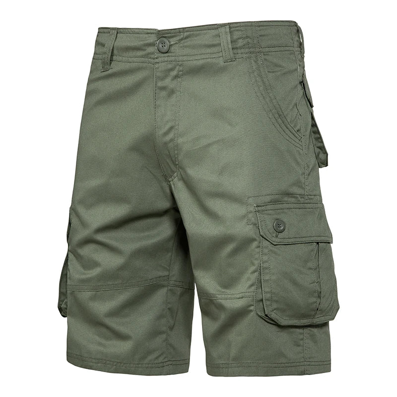 Riolio Men's Shorts Loose Large Size Multi-Pocket Overalls Summer Cotton Comfortable Nickel Pants Outdoor Casual Sports Beach Pants