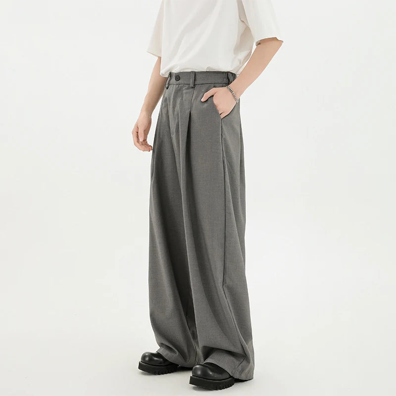 Riolio Black Suit Pants Men Oversized Fashion Social Mens Dress Pants Korean Loose Wide Leg Pants Mens Office Formal Trousers M-3XL