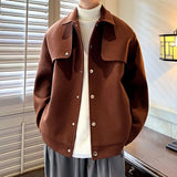 Riolio Winter Short Woolen Coat Men Warm Retro Thickened Woolen Jacket Men Streetwear Korean Loose Woolen Coat Mens Oversized Overcoat