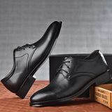 Riolio Plus Size Man Shoes Formal PU Leather Shoes for Men Lace Up Oxfords for Male Wedding Party Office Business Casual Shoe Men