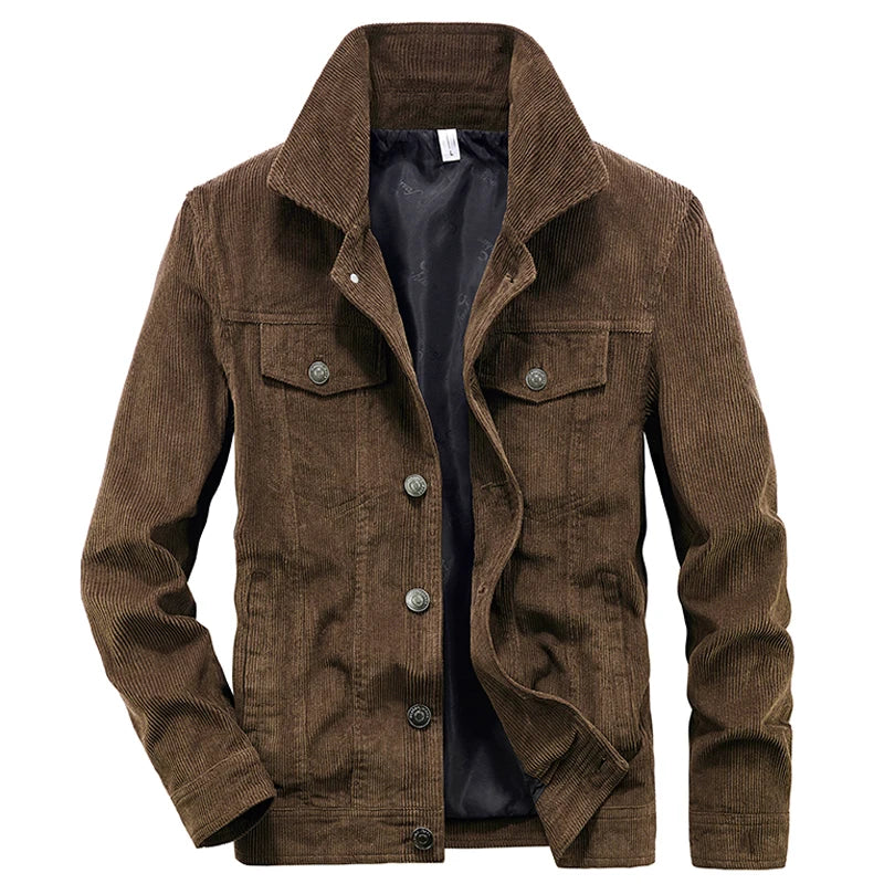 Riolio Wellsome Men's Streetwear Motorcycle Corduroy Coats Winter Bomber Jackets Men's Windbreaker Multi-pocket Cotton Cargo Parkas