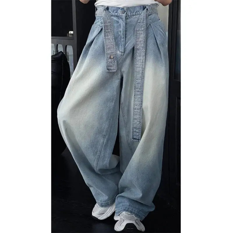 Riolio Mens Loose Fit Washed Wide Leg Jeans man baggy Floor Dragging Casual Streetwear Denim Pants  Trending Fashion High Quality