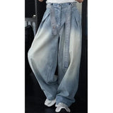Riolio Mens Loose Fit Washed Wide Leg Jeans man baggy Floor Dragging Casual Streetwear Denim Pants  Trending Fashion High Quality