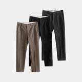 Riolio New Autumn And Winter Men's Solid Color Thick Nine-Point Suit Pants Retro Fashion Trend Loose Casual Simple Daily Men's Bottoms