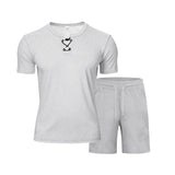 Riolio 2025 Summer Simplicity Men's Suit Loose Walf Checks Fabric Breathable Comfort and Casual Short Sleeve Shorts Two-Piece Suit