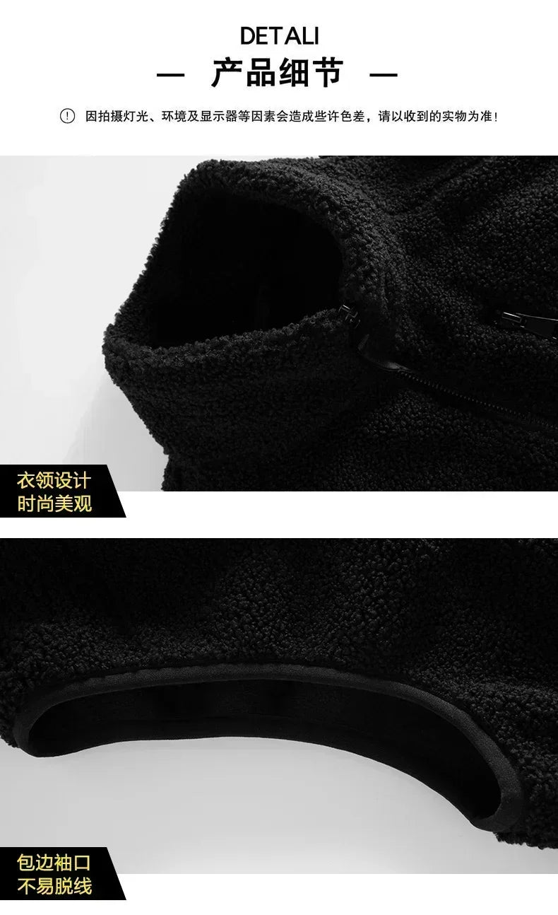 Riolio Outdoor Sleeveless Coats Vests Male Warm Cotton Waistcoat Autumn Jackets Thick Vests Man Classic  Lamb Cashmere Men Fleece Vest