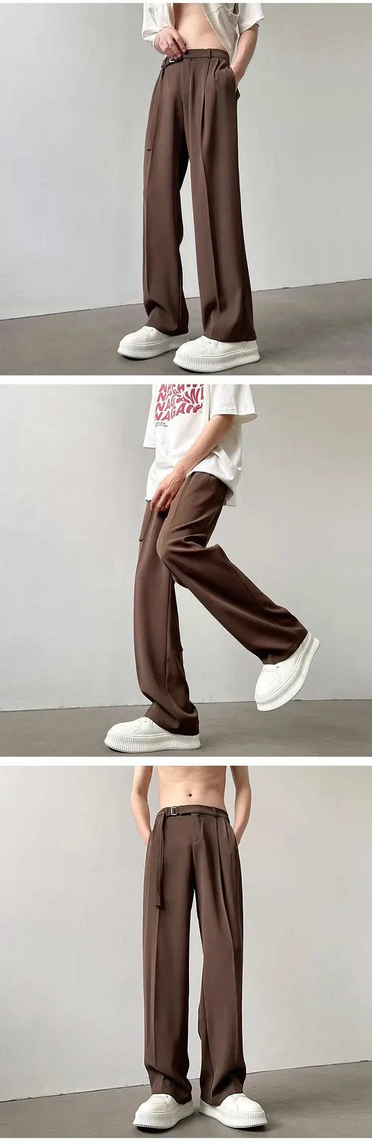 Riolio Casualsuit Pants Men's Autumn Japanese Light Luxury Draped Trousers Loose-fit Straight-leg Versatile Wide-leg Long Pants