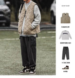 Riolio Cotton-layered Fashionable Vest Men with Autumn Winter Simple Casual Light Heated Inner Vest Cardigan Work Vest Top Aesthetic