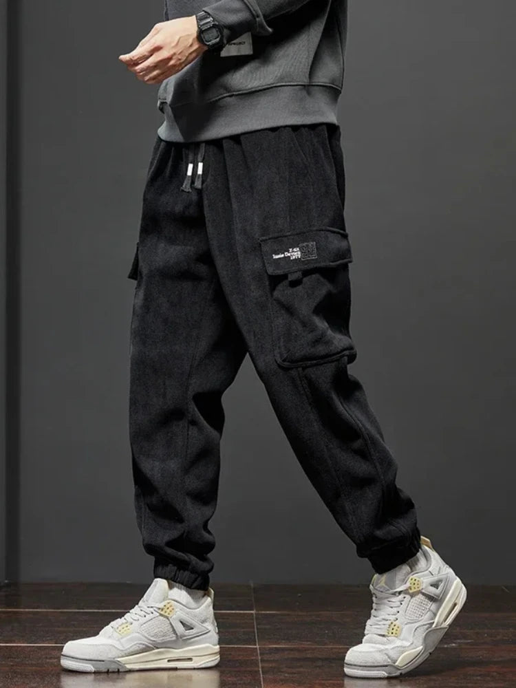 Riolio Spring Autumn Men's Elastic Waist Casual Pants Stretch Straight Drawstring Harem Jogging Sports Trousers Fashion Male Clothing