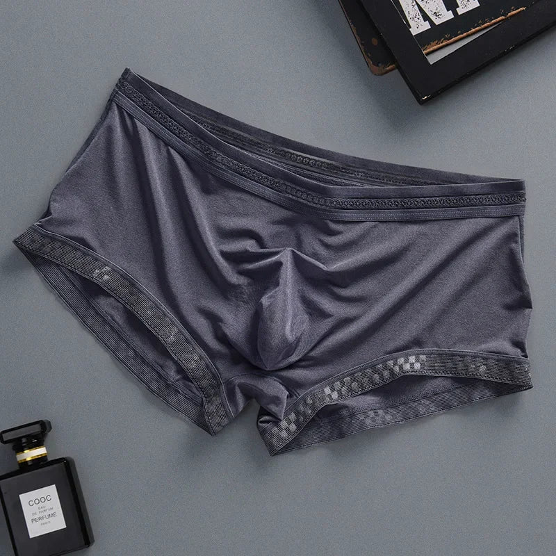 Riolio Men Trunks 3D Pouch Boxers Ice Silk Ultrathin Panties Summer Soft Breathable Translucent Seamless Boxer Wet Seductive Underwear