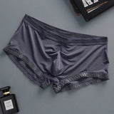 Riolio Men Trunks 3D Pouch Boxers Ice Silk Ultrathin Panties Summer Soft Breathable Translucent Seamless Boxer Wet Seductive Underwear
