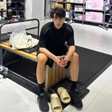 Riolio American Heavy Double Zipper Sports Suit Men's Summer Trendy Design Handsome Short-sleeved Shorts Casual Two-piece Set Urban