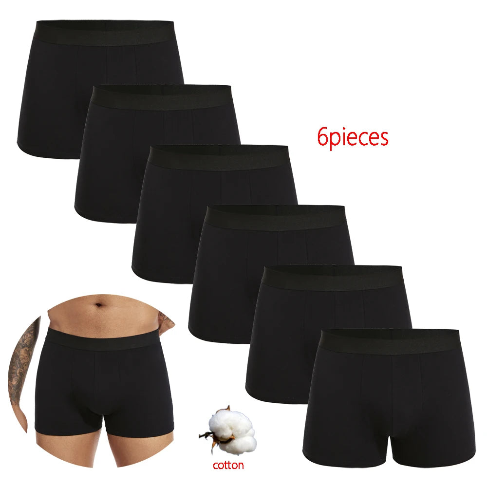 Riolio 6pcs pack Black Boxer Shorts Men Underwear Soft Breathable Male Underpants for Men Homme Boxershorts Slips Panties