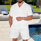 Riolio Summer Casual Fashion Suit For Men Lightweight Comfortable Lapel Short-sleeved Shirt Shorts Two-piece Sets Men's Clothing