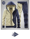 Riolio Hooded Sweat shirt+Pant 2-piece Sets Men Set Sports Suit Fleece Thickened Sportswear Casual Men Tracksuit Winter male Tracksuit