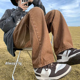 Riolio Brown Baggy Jeans Men Fashion Casual Vintage Straight Jeans Men Streetwear Hip Hop Loose Denim Pants Mens Trousers M-3XL