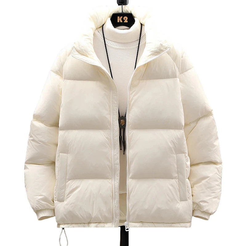 Riolio Simple Parks High-end Cotton Jacket Men Women Autumn and Winter Casual Loose Down Jacket Youth Stand Up Collar Couple Jacket
