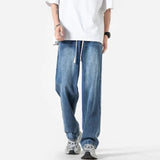 Riolio Summer Baggy Jeans Men Fashion Casual Straight Jeans Men Streetwear Hip-hop Loose Drawstring Vintage Jeans Mens Denim Trousers