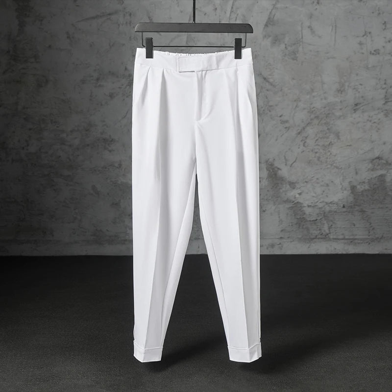 Riolio New Japanese Retro Velcro Male Suit Pants Light Luxury Straight Draped Business Casual Pants Premium Slim Elegant Ninth Trousers