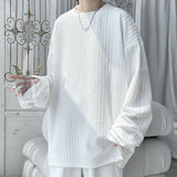 Riolio Spring Long Sleeved T-shirt Men White Casual T Shirt Men Streetwear Korean Loose Pleated T Shirt Mens Top Large Size M-5XL