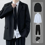 Riolio Casual Leisure Men's Suit Set High School Student Sle Versatile JK Class orm Jaet Straight Cut Casual Long Sve