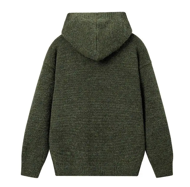 Riolio American-style autumn/winter streetwear unisex trendy hooded knit sweaters for couples with loose-fit retro Harajuku casual tops