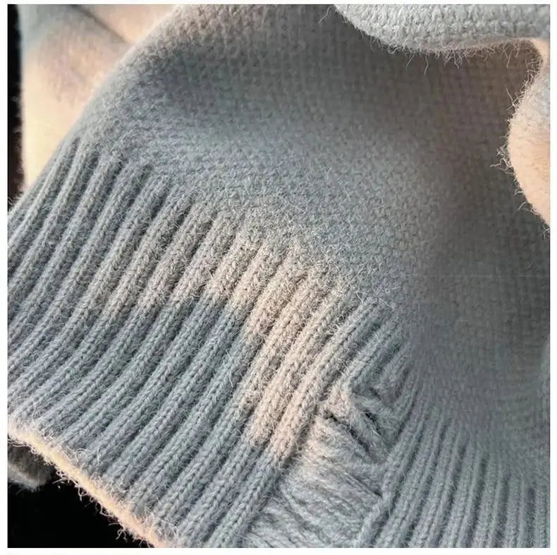 Riolio Y2k Streetwear Sweater Men New Retro Hole Fringed Sweater Loose Versatile Knitwear Pullovers Long Sleeve Jumpers Clothing