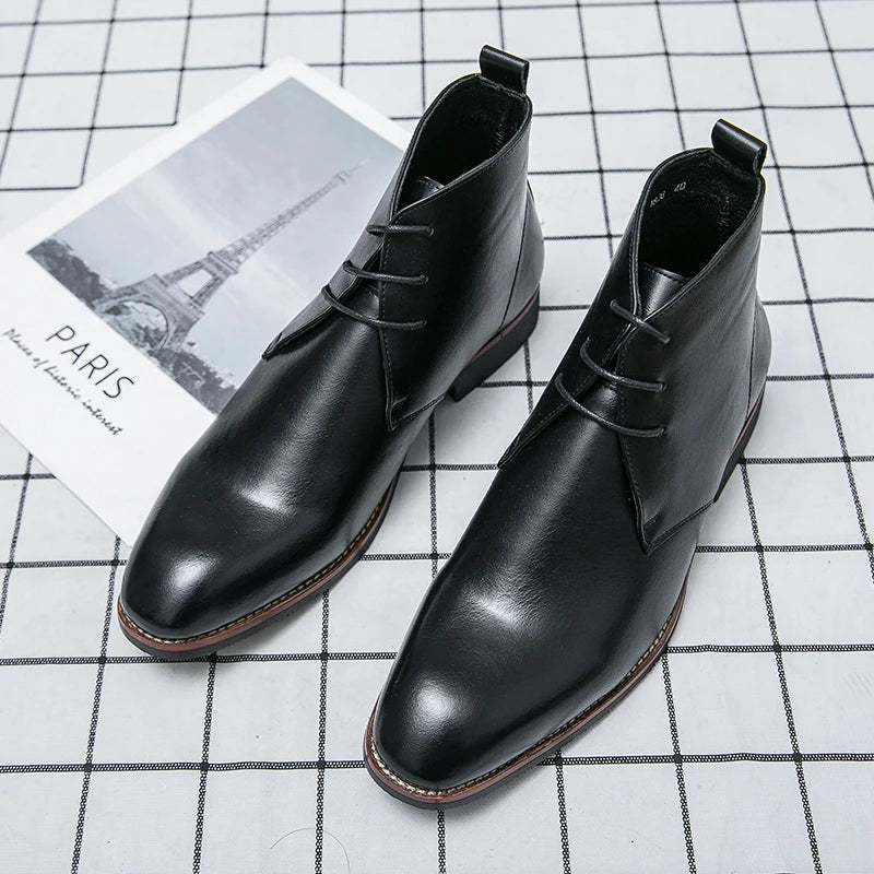 Riolio Men's Comfortable Ankle Leather Boots Men's Fashion Brand Chelsea boots men's brand leather boots high top shoes