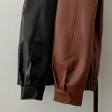 Riolio PU Leather Jackets Men Bomber Coats American Retro Streetwear Chic Handsome Zip-Up Y2k Clothes Cool Pure Minimalist Chaqueta New