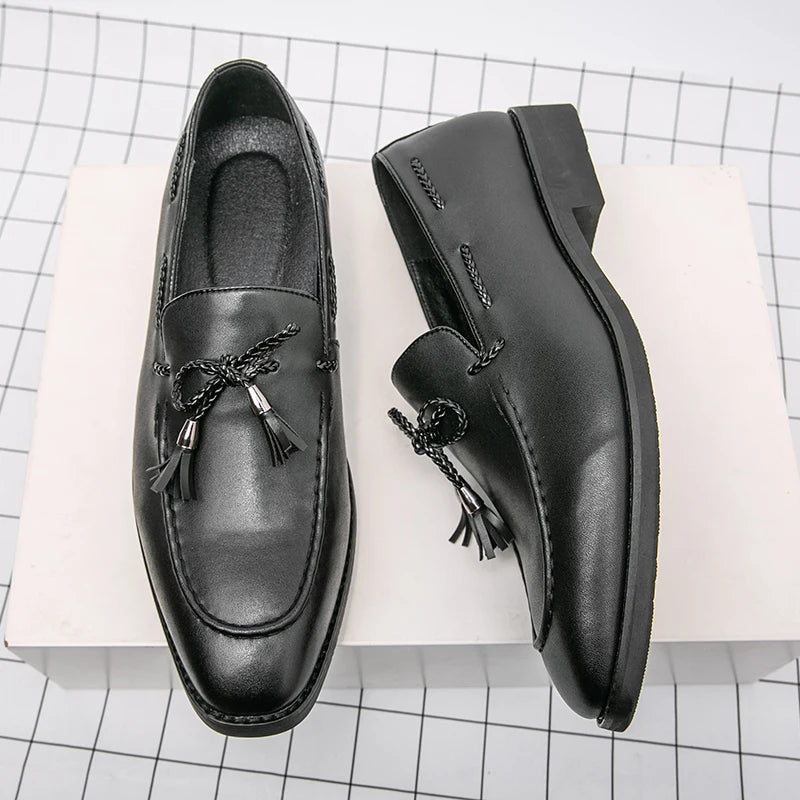 Riolio Summer Fashion Casual Leather Shoes Men Large Size Business Formal Casual Shoes Wedding Lace Up Men Shoes