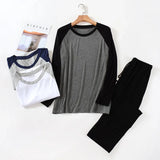 Riolio Autumn Men's Modal Color Matching Long Sleeve Pants Pajamas Suit for Mens Sleepwear Casual Sport Outwear Pijma Hombre Set