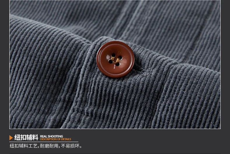 Riolio Winter Mens Jacket Warm Corduroy Jackets and Coats Fur Collar Winter Casual Coats Outwear Male Thermal Cotton Jacket Streetwear
