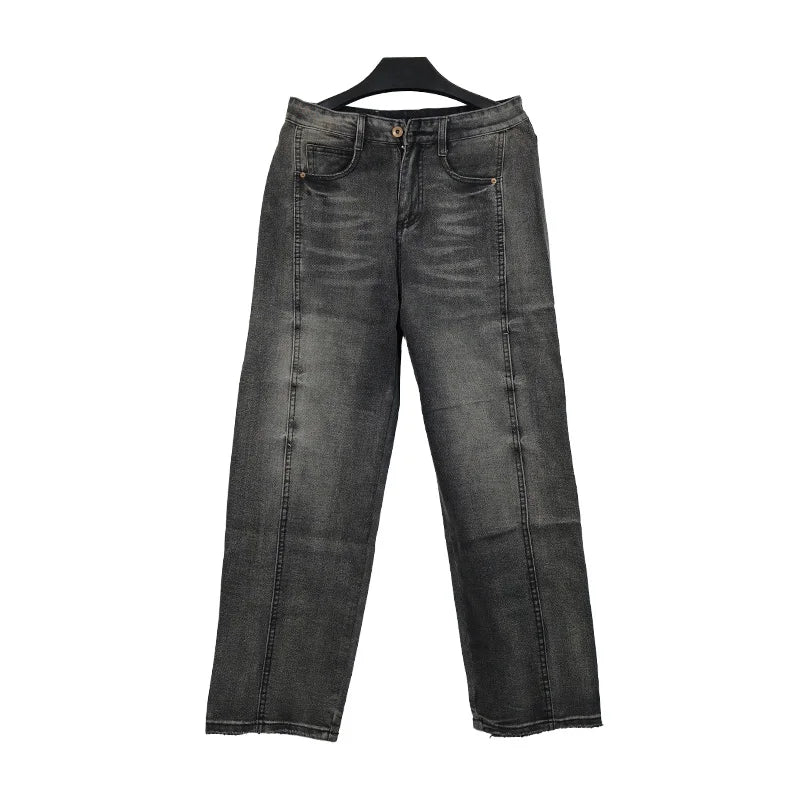 Riolio Men's Baggy Straight-Leg Denim Pants | Business Casual Wide-Loose Fit Jeans for Spring/Autumn All-Season Styling