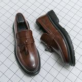 Riolio High quality black men's loafers, fashionable tassels, casual patent leather, wedding business dress shoes, plus size 46