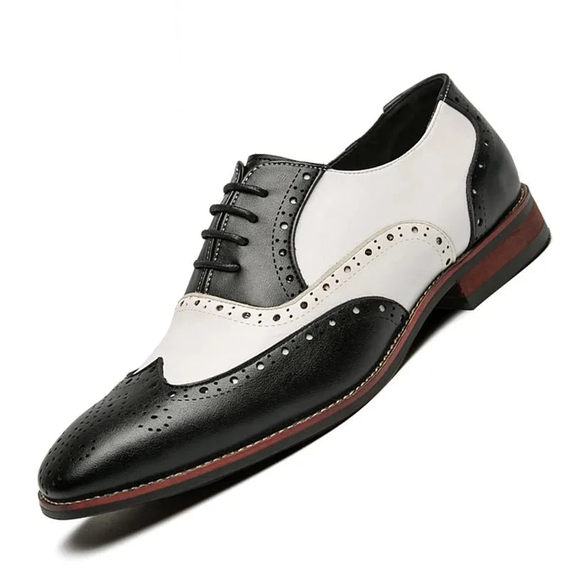 Riolio Men Dress Shoes Handmade Brogue Style Paty Leather Wedding Shoes Men Flats Leather Oxfords Formal Shoes Loafers Party Flats