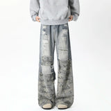 Riolio Camouflage Wide jeans men Ripped Patchwork New Mainstream Hip Hop Skateboard Men Women Streetwear High Street Super Loose Jeans