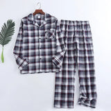 Riolio Plaid Design Multi Colors Warm Cotton Flannel Long-sleeved Trousers Pajamas for Men Autumn and Winter Homewear Sleepwear Sets