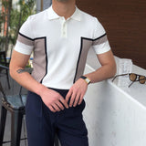 Riolio Spring Summer Knit Polo Shirt Men Casual Turn-down Collar Button Fashion Striped Solid Slim Tops Newest Ice Silk Cotton Knitwear