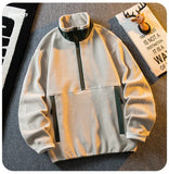 Riolio Korean Casual Heavy Half Zipper Sweatshirt Fleece Jacket Men Autumn Winter Warmth Thicken Men Aesthetic Academy Chic Streetwear