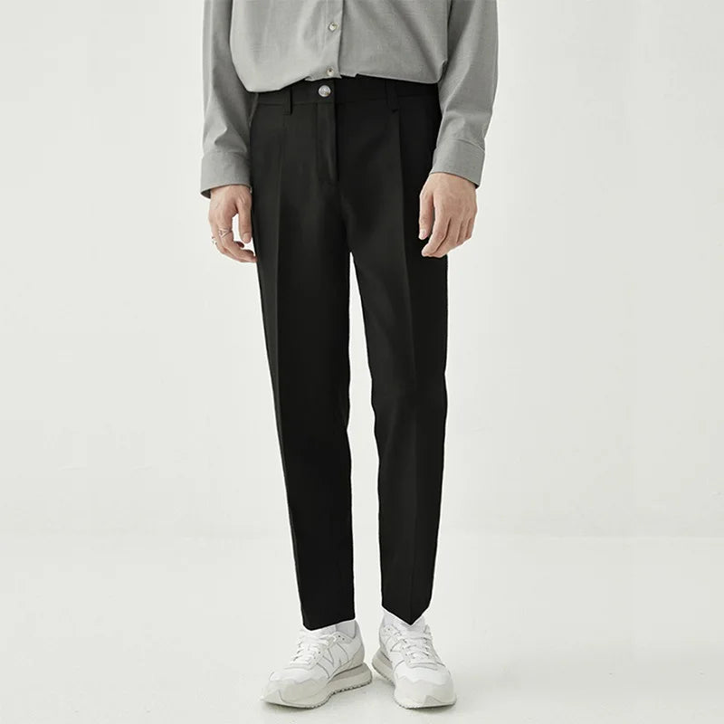 Riolio Men Light Luxury Naples Slim-fit Dress Pants Fashion Casual Solid Color British Retro Premium Elegant Popular Leisure Suit Pants