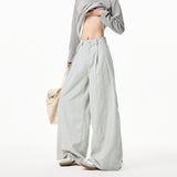 Riolio Summer Loose Wide Leg Striped Trousers Unisex High Street Fashion Trendy Casual Wear Oversize Streetwear Long Pants Lightweight