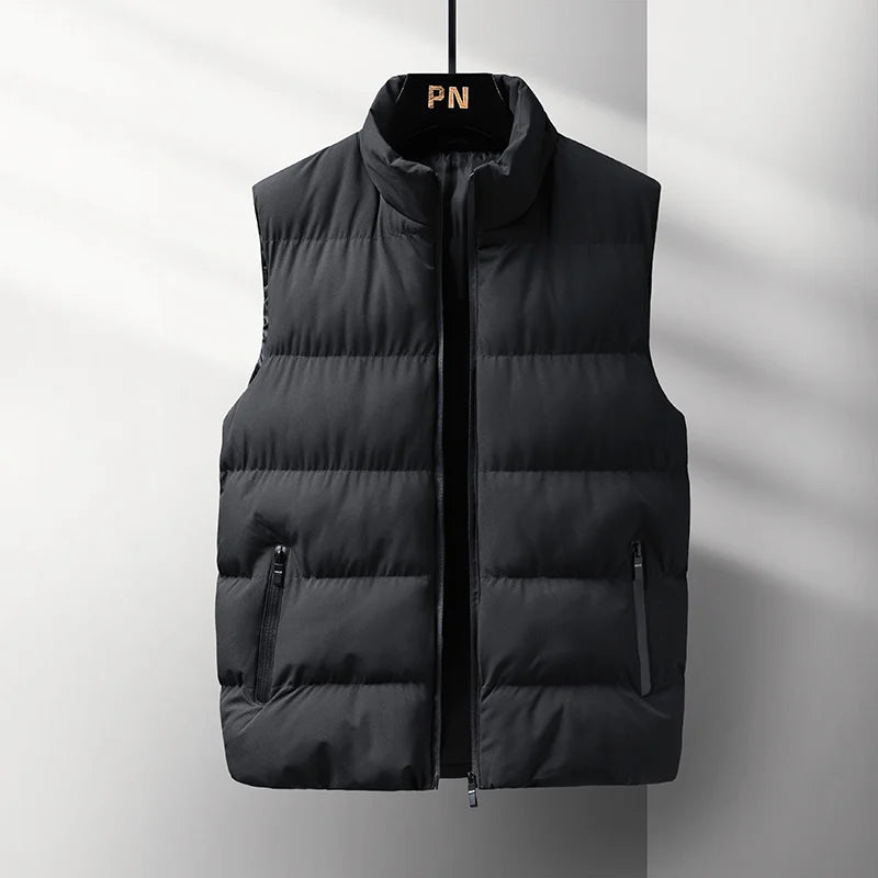Riolio Casual Plus Size Men's Cotton Vest High Quality Autumn Winter Fashion Men Jacket Warm Stand Collar Sleeveless Men's Top Vests