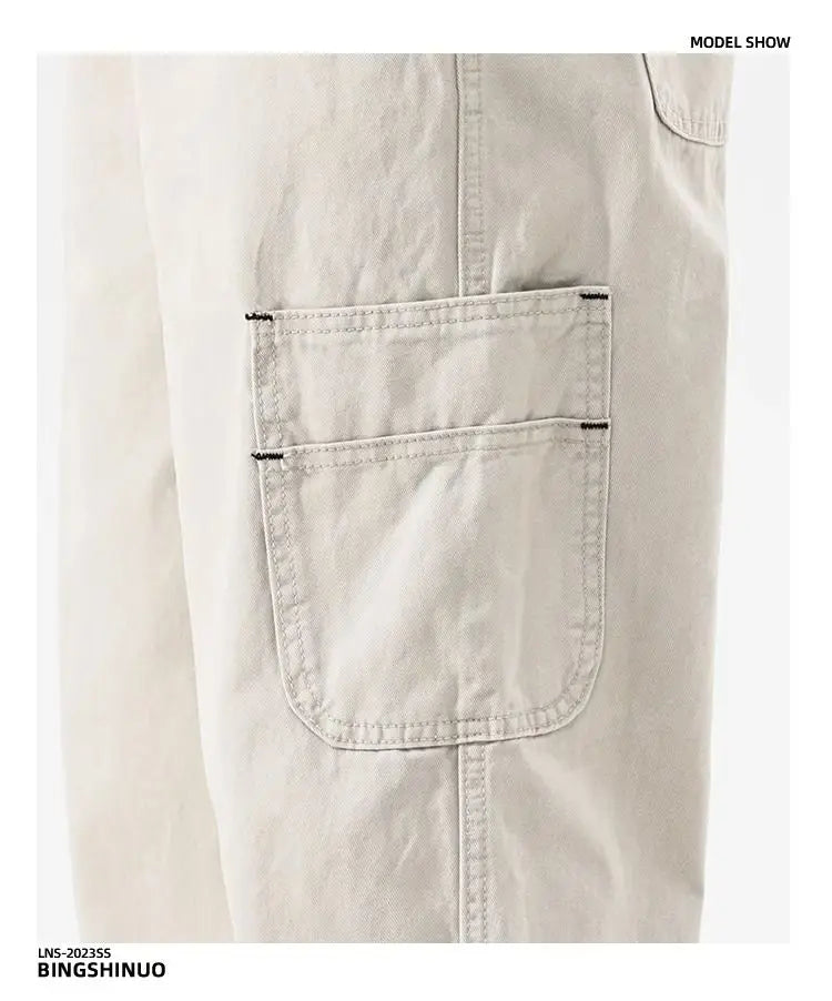 Riolio American High Street Work Pants Spring Autumn New Men's Trousers Straight Japanese Fashion Trend Retro Casual Work Pants Chic
