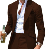 Riolio suit fashion Costumes Pour Hommes Peak Collar Men Suits Notched Green Slim Fit Blazers Jackets Pants 2PCS Causal Business Wedding Groom Wear