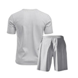 Riolio 2025 Summer Simplicity Men's Suit Loose Walf Checks Fabric Breathable Comfort and Casual Short Sleeve Shorts Two-Piece Suit