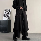 Riolio Y2k Double-Layer Irregular Casual Skirt Pants Genderless Japanese Streetwear Side Hem Design Versatile Samurai Skirt Unisex