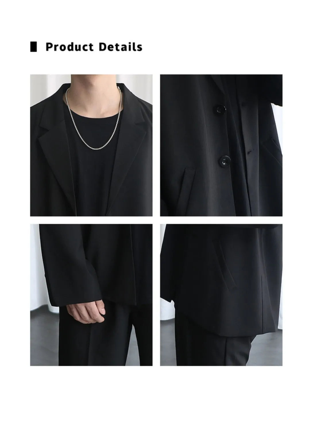 Riolio Male Elegant Casual Blazer Jacket Spring Autumn Versatile Loose Black Casual Jacket American 2025 New High Street Men's Suit