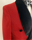 Riolio Luxury Red Glitter Suits Men Groom Wedding Tuxedo Double Breasted Blazer Formal Evening Party Prom Dress 2 Pieces Set